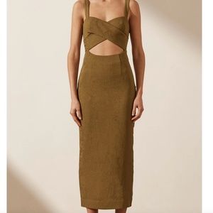 Shona Joy Olive Green Cut Out Midi Dress